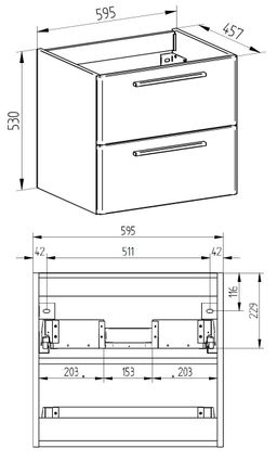 URBAN61BB Skrinka s umývadlom 61 cm, biely lesk/jemný biely mat - galéria #4
