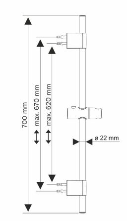 EBS Sprchový set s tyčou 70 cm, 1 tryska 10,3 cm, chróm - galéria #4