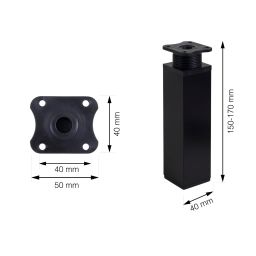 EBS Nábytková noha 15-16,5 cm, plast - černá mat NOHANAB15C - galéria #5