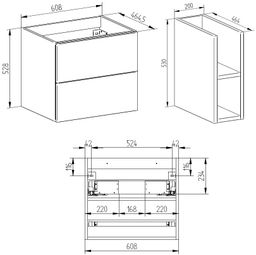 EBS Kuba Sestava skříňky s regálem a deskou 81x46,8 cm, bílá/dub Kronberg KUBASET26BD - galéria #3