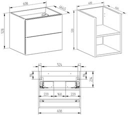 EBS Kuba Sestava skříňky s regálem a deskou 101x46,8 cm, bílá/dub Kronberg KUBASET46BD - galéria #3