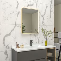 EBS Deira Zrcadlo hranaté 60x80 cm, kartáčovaná zlatá DEIRAZ6080LEDSMGK - galéria #1