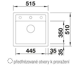 Granitový drez Blanco Dalago 5 bez odkvapkávača s excentrickým ovládaním, 51,5x51cm, biely, 518524 - galéria #1