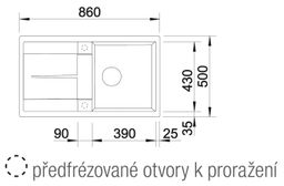 Granitový drez Blanco Metra 5 S s odkapávačom, obojstranný, 86x50 cm, biely, 513205 - galéria #1