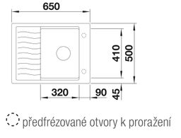 Blanco Elon 45 S Granitový drez s odkapávačom, obojstranný, odtoková mriežka, 65x50cm, antracit, 524824 - galéria #2