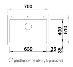 Granitový drez Blanco Pleon 8 InFino bez odkvapkávača, 70x51cm, sivý kameň, 523044 - galéria #1