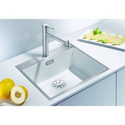 Granitový drez Blanco Subline 500 IF/A bez odkvapkávača, s rámom z nehrdzavejúcej ocele, s excentrickým ovládaním, 54,3x51cm, biely 524112 - galéria #1