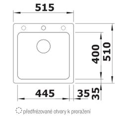 Granitový drez Blanco Naya 5 bez odkvapkávača, 51,5x51cm, čierny, 526578 - galéria #1