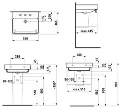 Laufen Pro S Umývadlo 55 x 46,5 cm s tromi otvormi, biele H8109620001081 - galéria #1