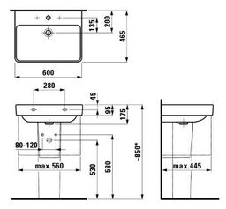 Laufen Umyvadlo Pro S 60 x 46,5 cm, biele LCC H8109634001041 - galéria #3