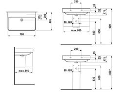 Laufen Pro S Umývadlo 70 x 46,5 cm bez otvoru, LCC biela H8109674001091 - galéria #1