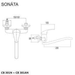 Mereo Sonáta  Drezová nástenná batéria 150 mm, chróm CB301N - galéria #1