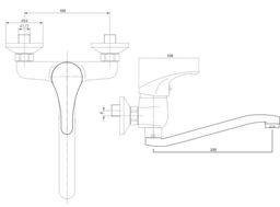 Mereo Lila Drezová nástenná bateria, rozteč 10 cm, s ramienkom 20 cm, chróm CBEE301A - galéria #1