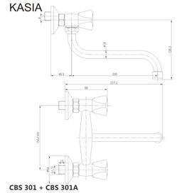 Mereo Kasia Drezová nástenná batéria, 100 mm, chróm CBS301A - galéria #1