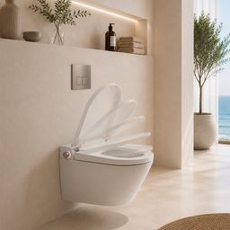 Mereo WC závěsné s integrovaným bidetem, Rimless, včetně sedátka, bílá VSD110S2 - galéria #14