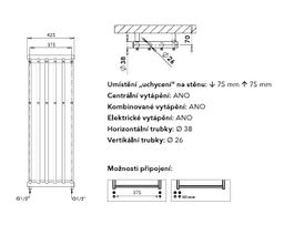 PMH Coral C6C Kombinovaný radiátor, 42,5x120cm, chróm - galéria #4