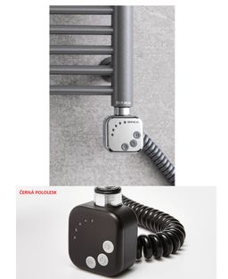 PMH Theia T2BL+PMH-HT2-B-300W Elektrický radiátor 50x154, čierna textúra, vykurovacia tyč HT2 pravá - galéria #4