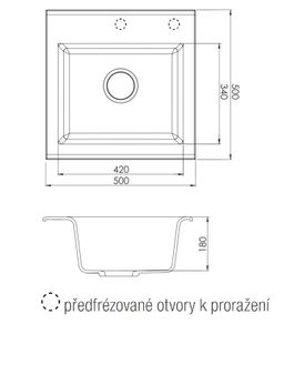 Alveus GEM10/55 Granitový drez bez odkvapkávača, 50x50cm, béžový - galéria #1