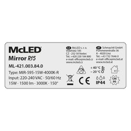 McLED Mirror R15 ML-421.003.84.0 Nástenné, stropné LED svietidlo 60 cm, strieborná - galéria #11