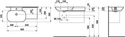 Laufen Ino Umývadlo 90 cm s poličkou vpravo, biele matné H8133027571041 - galéria #5