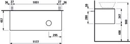 Laufen Skrinka pod umývadlo New Classic 118 × 45 × 35 cm s 1 zásuvkou a výrezom vpravo, biela lesklá H4060820856311 - galéria #1