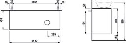Laufen Skrinka pod umývadlo New Classic 118 × 45 × 60 cm s 2 zásuvkami a výrezom vpravo, biela lesklá H4060840856311 - galéria #1