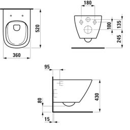 Laufen Závesné WC Lua 52 cm, Rimless, biele H8200800000001 - galéria #5