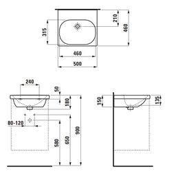 Laufen Lua Umývadlo 50 x 46 cm bez prepadu, biele H8100810001561 - galéria #2