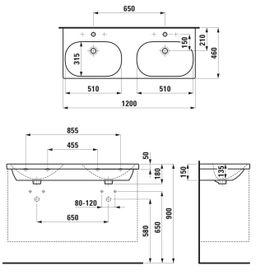 Laufen Lua Dvojité umývadlo 120 x 46 cm, biele H8140814001041 - galéria #4
