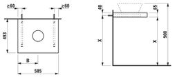 Laufen Lani Umývadlová doska 60 cm, s výrezom uprostred, vrátane 2 držiakov na stenu, divoký dub H4046411122671 - galéria #1