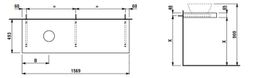 Laufen Lani Umývadlová doska 160 cm, s výrezom na ľavej strane, vrátane 2 nástenných konzol, divoký dub H4046921122671 - galéria #1