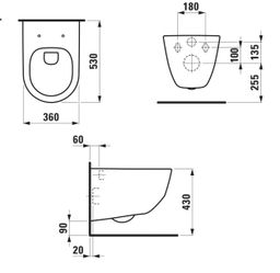 Laufen Pre závesné WC 53 cm, Rimless, čierna matná H8209667160001 - galéria #1