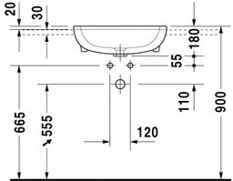 Duravit D-Code Umývadlo 55x44 cm polozapustené 339550000 - galéria #2