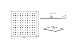 Sapho Slim Sprchová hlavica, štvorcová 300x300 mm, leštená nehrdzavejúca oceľ MS563 - galéria #1