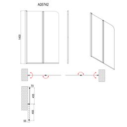 Aqualine Wila Vaňová zástena 90x140 cm, skladacia, číre sklo/chróm AQ5742 - galéria #5