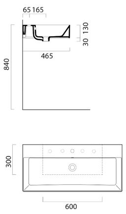 Gsi Kube X Umývadlo 100 x 47 cm s dvoma otvormi, biele 9423211 - galéria #8