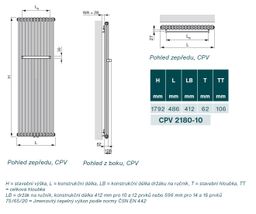 Zehnder Charleston Bar CPV2180-10-9016 Radiátor pre vykurovací systém, 179,2x48,5cm, biely - galéria #2