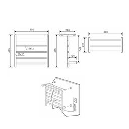 Aqualine Elzor EB500 Elektrický sušiak uterákov 50 x 47 cm, biela matná - galéria #5
