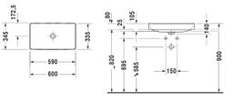 Duravit DuraSquare Umývadlo 60 cm, DuraCeram, biele 2355600000 - galéria #9