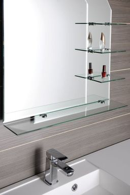 Aqualine Wega Zrkadlo 65x90 cm zaoblené, s policami 65028 - galéria #2