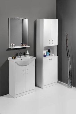 Aqualine Simplex Eco Vysoká skrinka 50 x 180 cm s košom, biela matná SIME510 - galéria #3
