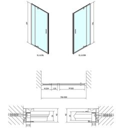 Polysan Easy Sprchové dvere otočné 88-102 cm, sklenená tehla EL1738 - galéria #1