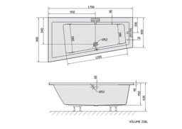 Polysan Andra Asymetrická vaňa 170x90x45 cm, ľavá - biela 81111 - galéria #4