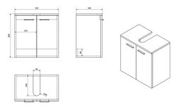 Aqualine Dina Skrinka pod umývadlo 50x30x50 cm, biela 57030 - galéria #1