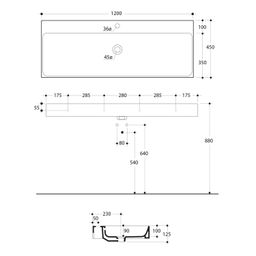 Kerasan Cento Keramické umývadlo 120x45 cm, biele 353401 - galéria #3