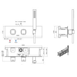Sapho Dimy Termostatická podomietková sprchová batéria s ručnou sprchou, 2 výstupy, čierna matná DM493BL - galéria #6
