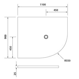 Polysan Flexia Solid mramorová vaňa 110x90x3 cm, R550, ľavá 91341 - galéria #1