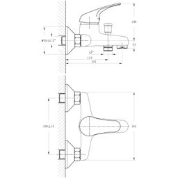 Bruckner Hoffer Nástenná vaňová batéria, rozteč 150 mm, chróm 424.010.1 - galéria #3