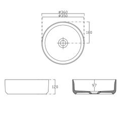 Sapho Infinity Okrúhle keramické umývadlo na dosku 36x12 cm, biele 10NF65036 - galéria #6