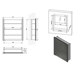 Sapho Integra Zápustná galéria s LED osvetlením 65x70 cm, ľavá/pravá IN065 - galéria #5